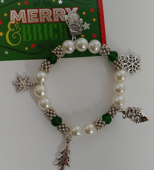 Christmas Charm Bracelet Poinsettia Earrings - Picture 2 of 3